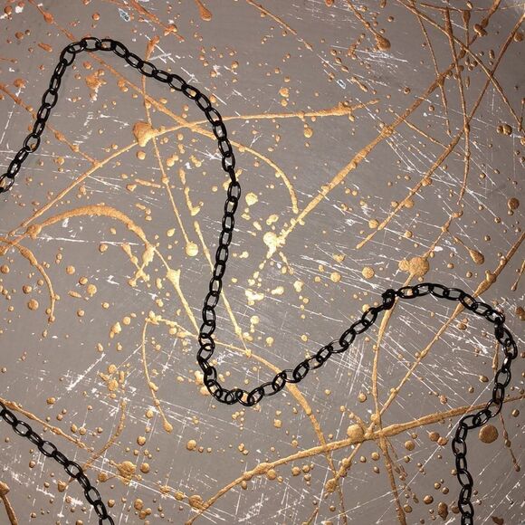 Brass with Black and White Rhinestones Owl on a Branch Necklace - Picture 4 of 5